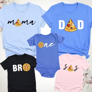 Family Pizza T-Shirt, Pizza Pie & Slices Shirt, Pizza Slice Mom Dad Bro One Baby Son Daughter Matching Shirt, Pizza Theme Birthday Party Tee image 5
