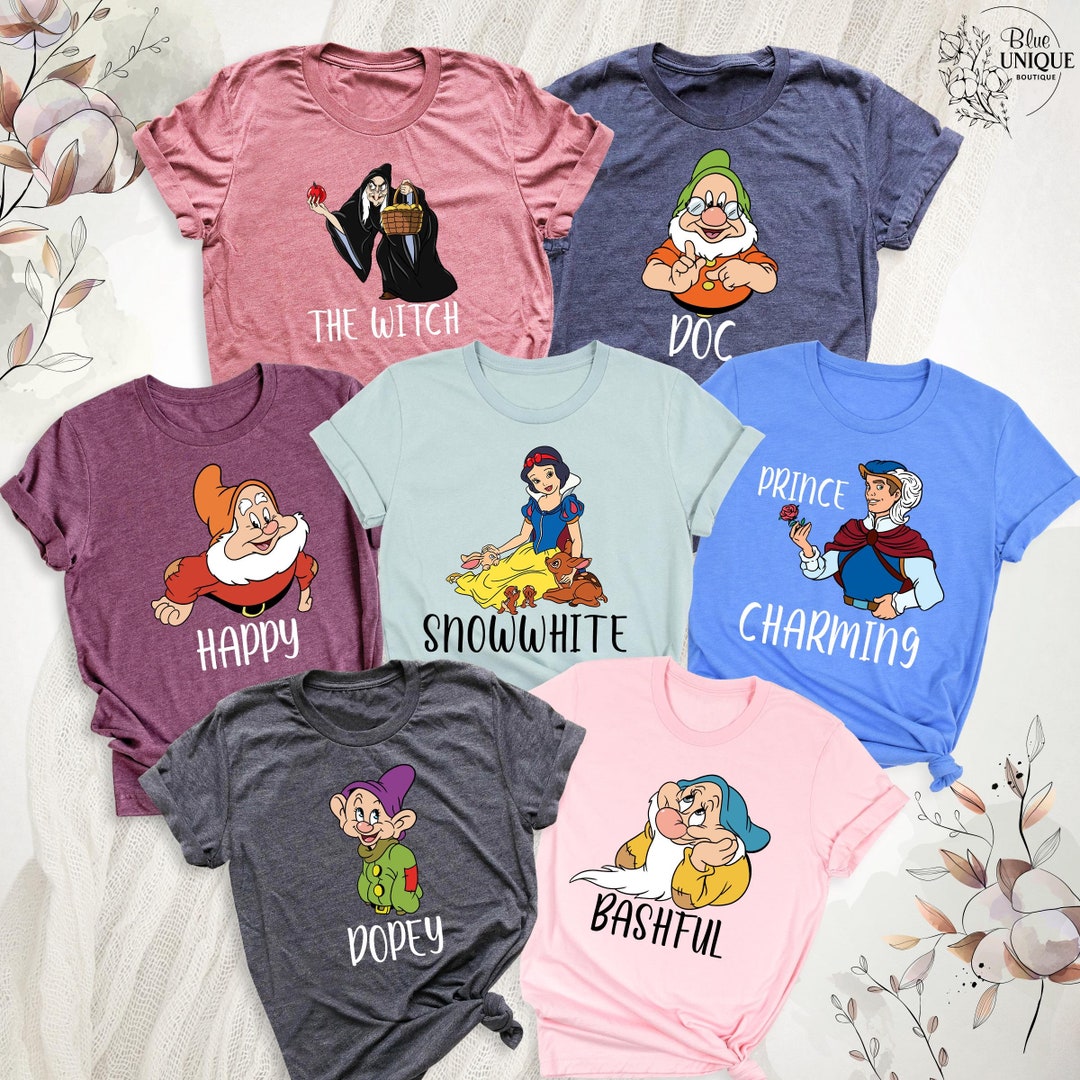 7 Dwarf Matching Shirts, Snow White and Seven Dwarfs Tees, Disney Group ...
