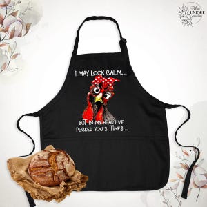 Delantal "Puedo parecer tranquilo", delantal de pollo sarcástico, delantal de dueño de pollo divertido, delantal de chica de granja, delantal de mamá de pollo divertido, delantal de pollo con humor imagen 4