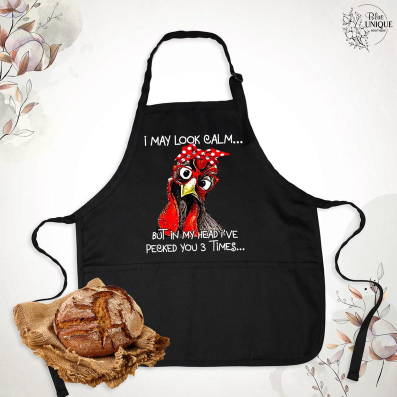 Delantal "Puedo parecer tranquilo", delantal de pollo sarcástico, delantal de dueño de pollo divertido, delantal de chica de granja, delantal de mamá de pollo divertido, delantal de pollo con humor imagen 4