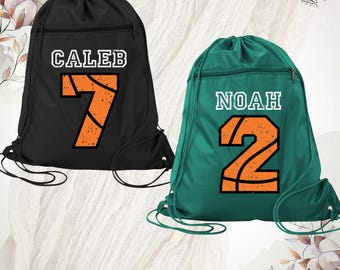 Personalized Basketball Drawstring Backpack Bag Custom Name and Number Gym Backpack  Girls Boys Sports Team Backpack Basketball Backpacks