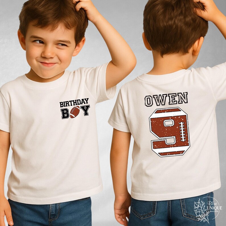 Personalized Football Birthday Boy Shirt Custom Name Number Birthday Outfit Sports Birthday Party Tees Game Day Shirt Touchdown Birthday Tee Bild 8