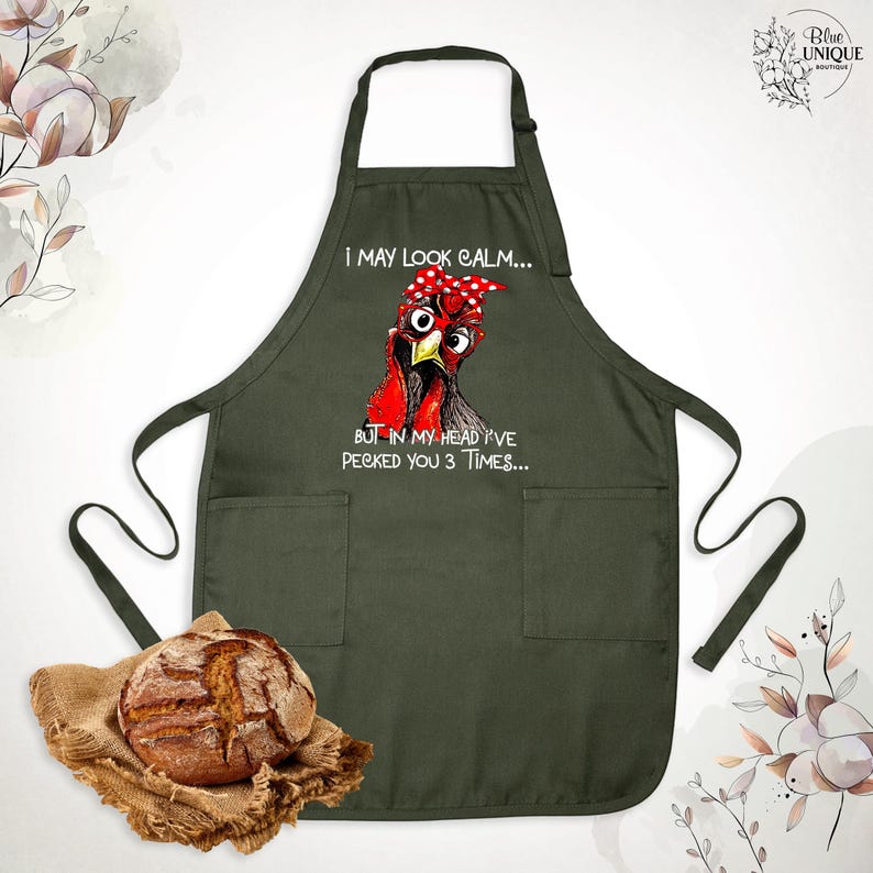 Delantal "Puedo parecer tranquilo", delantal de pollo sarcástico, delantal de dueño de pollo divertido, delantal de chica de granja, delantal de mamá de pollo divertido, delantal de pollo con humor imagen 8