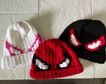 Crochet spider-man beanies