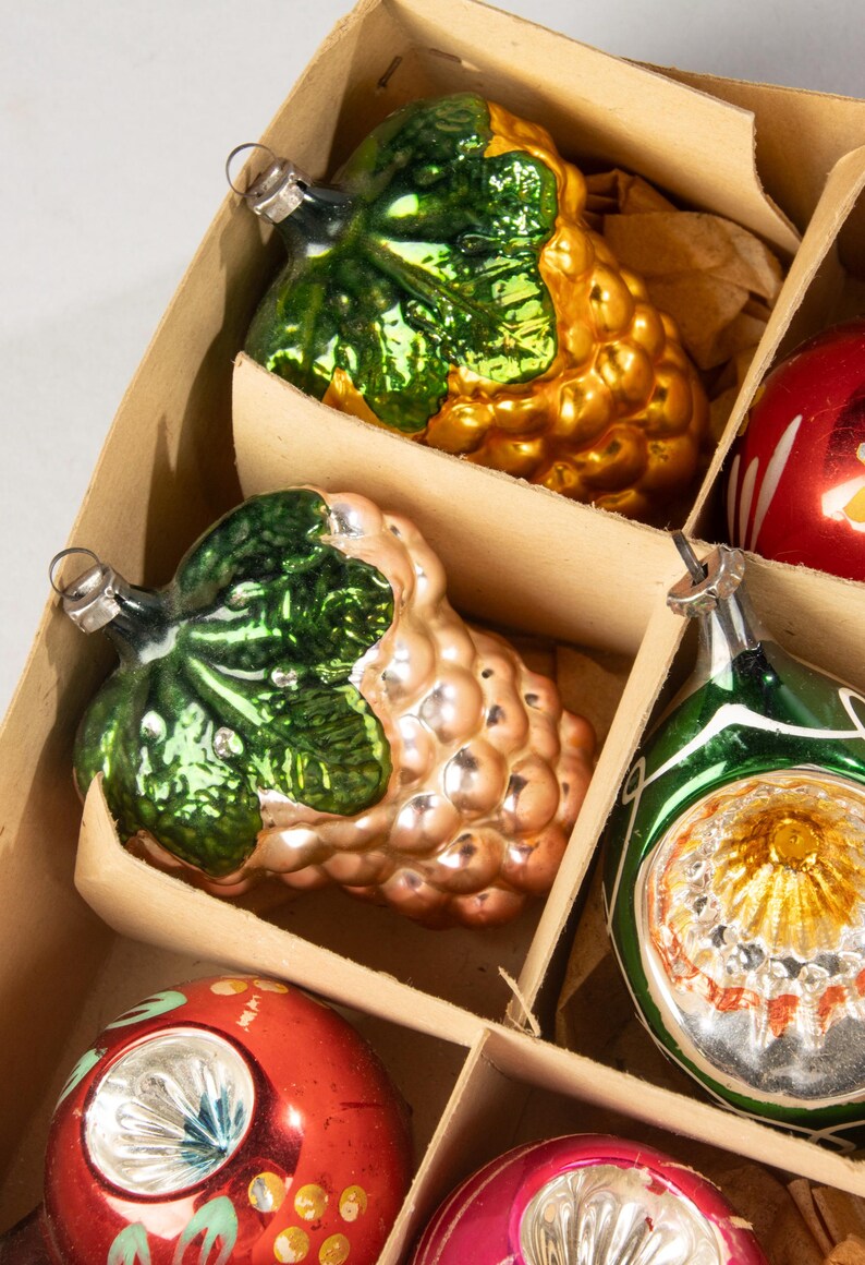 Set of 12 Vintage Glass Christmas Balls Etsy Canada