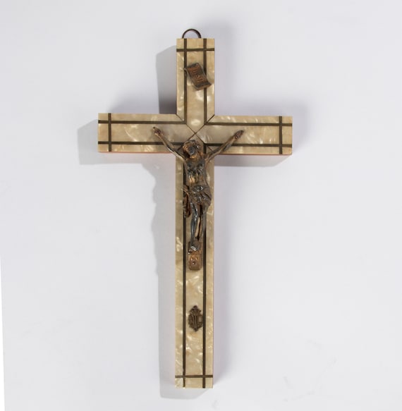 Art Deco Corpus Christi Spelter and Mother of Pearl