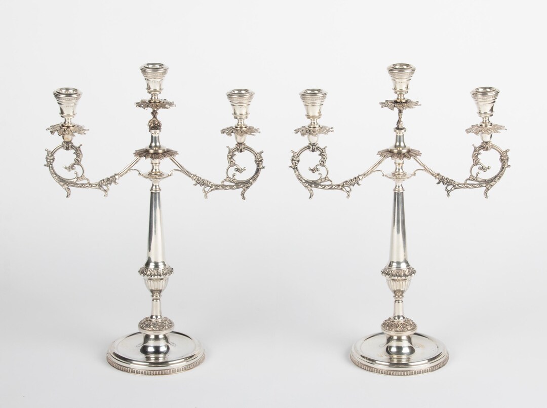 Set of Two Large Silver Candlesticks - 800 Silver - Etsy