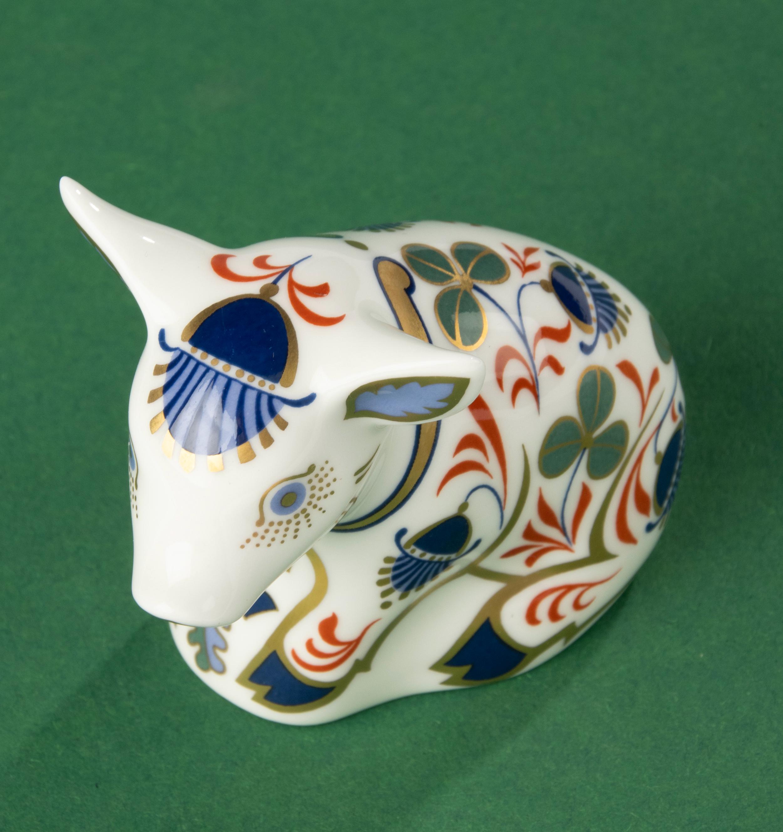 Paperweight - Little Pig - Royal Crown Derby - Gold Stopper - Etsy UK