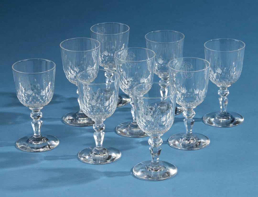 Set of 9 Small Wine Glasses - Baccarat - Jeux D'orgues - Crystal