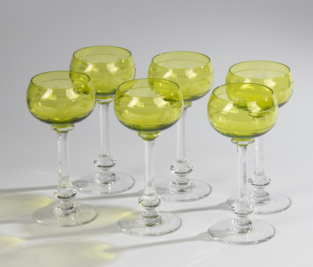 Set of 6 Crystal Wine Glasses - Val Saint Lambert - Etsy
