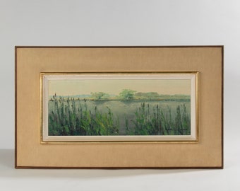 Vintage Panoramic Painting - View on River Scheldt - Denis Boussu
