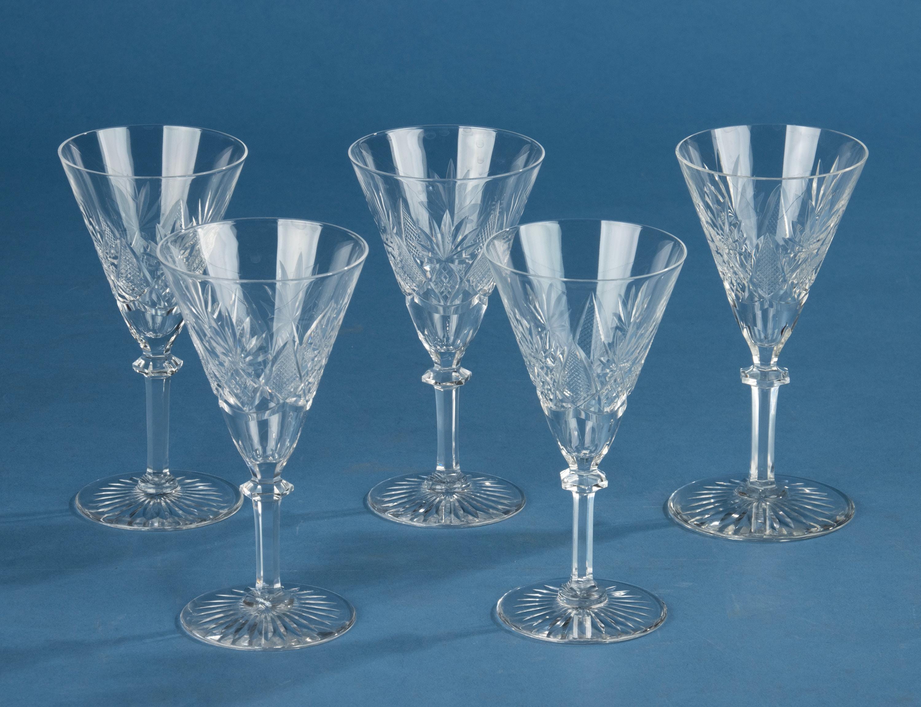 Val Saint Lmbert アンティーク酒杯GR　カメイガラス Set of 5 Crystal Wine Glasses - Val Saint Lambert - Eurydice - Etsy