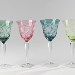 Set of 4 Colored Wine Glasses - Crystal