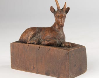Antique Sculpture of a Goat - Wood