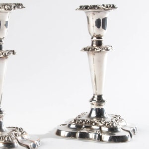 Pair English Vintage Silver Plated Candlesticks image 3
