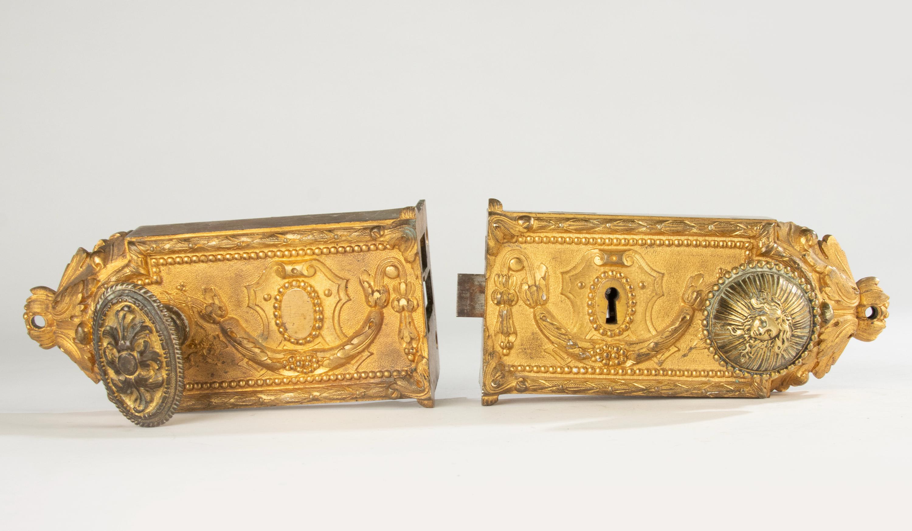 19th Century Bronze Door Lock - Napoleon III - Ormolu Gilded