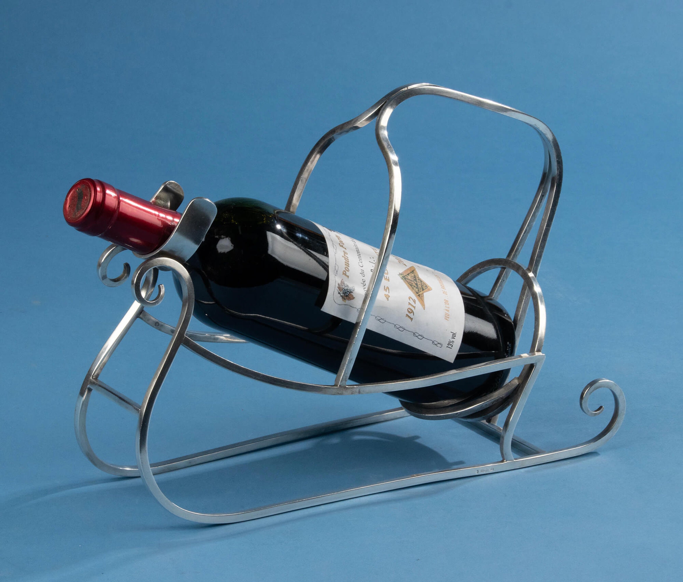 Porte bouteille en métal argenté orfèvre grenadier 25
