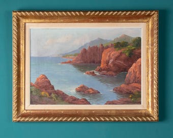 Antique Painting - Coastal Landscape - Clément Boyer