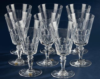 Set mit 8 großen Weingläsern - Val Saint Lambert - Kristall - Faradet