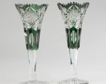 Set of 2 Antique Crystal Vases