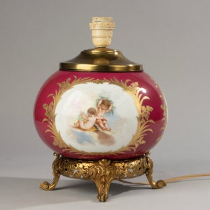 Porcelain Table Lamp with Bronze Base