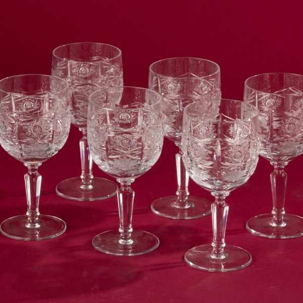 Set of 6 Crystal Wine Glasses