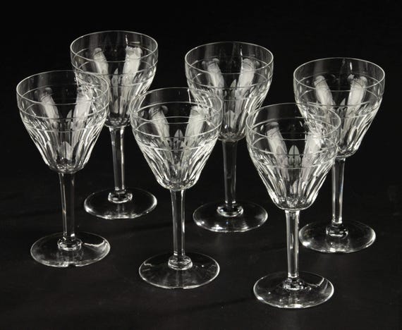 Set of 6 Small Wine Glasses - Val Saint Lambert - Model Zermatt - Etsy