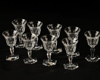 Set of 9 Liqueur Glasses - Val Saint Lambert - Crystal
