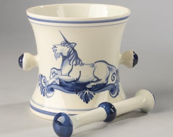 Vintage Ceramic Mortar - Delft Blue