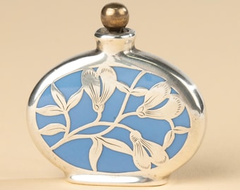 Flacone di profumo Art Nouveau - Vetro e placcato argento