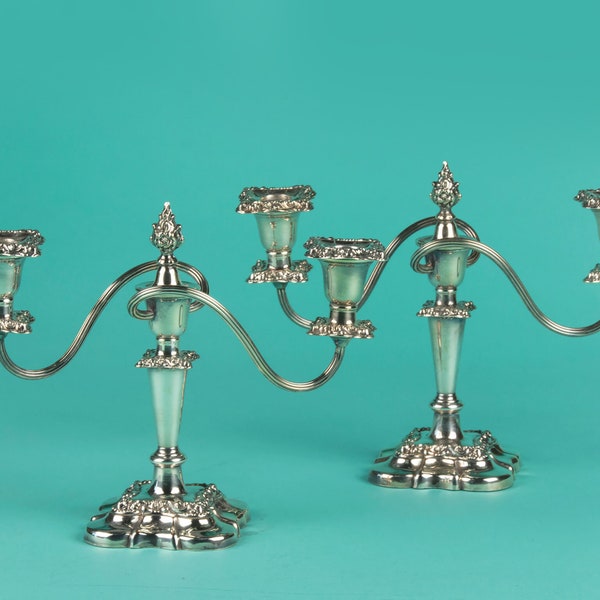 Par Candelabros Vintage Plateados Sheffield