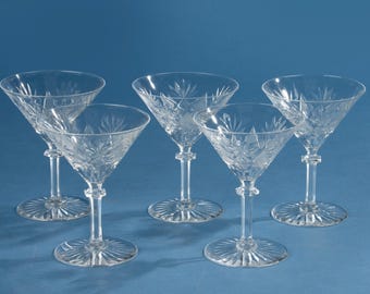 Set of 5 Champagne Glasses - Val Saint Lambert - Eurydice