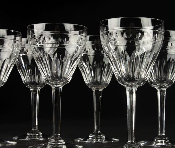 Set of 6 Small Wine Glasses - Val Saint Lambert - Model Zermatt - Etsy