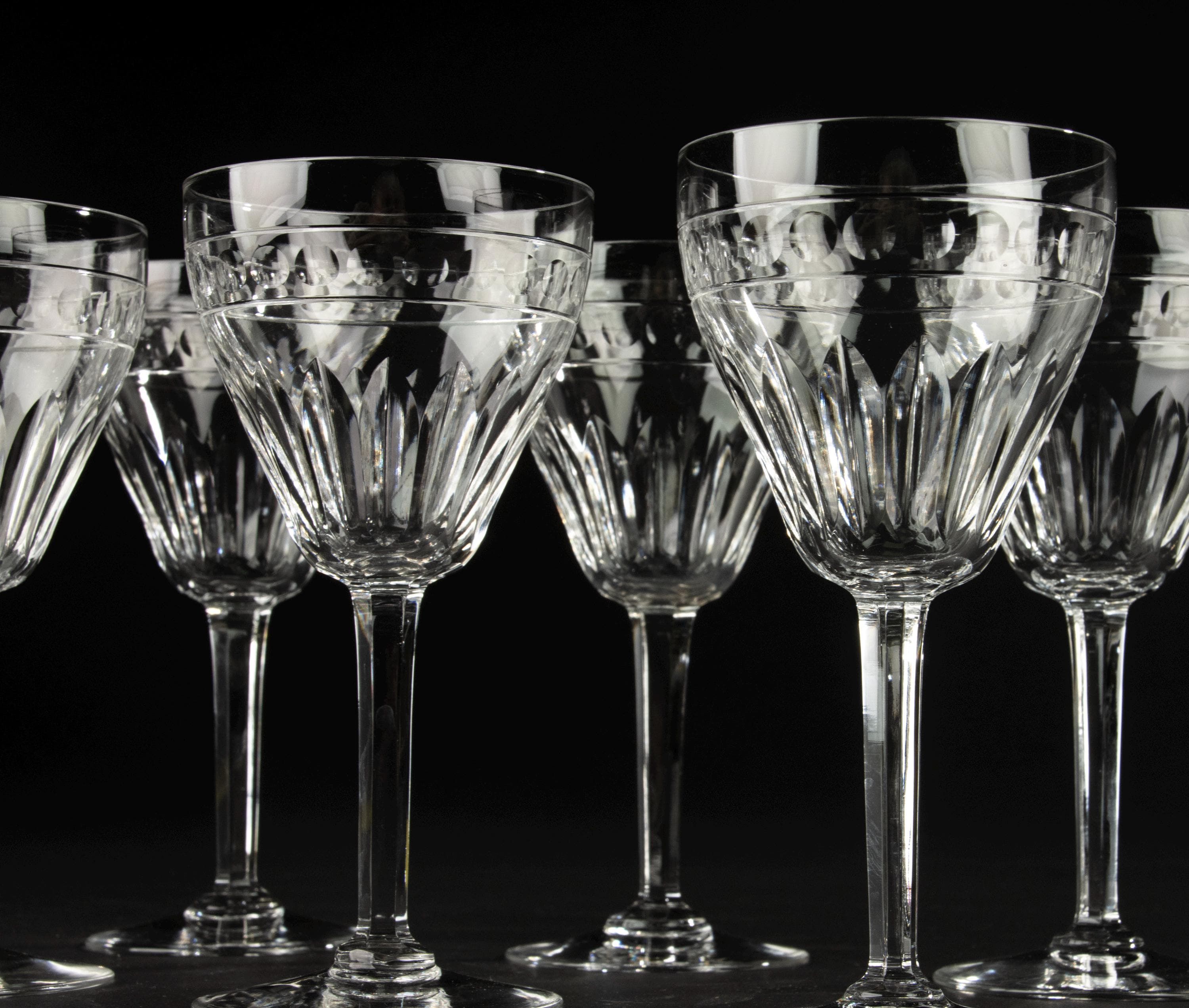 Set of 6 Small Wine Glasses - Val Saint Lambert - Model Zermatt - Etsy