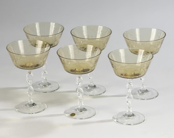 Set of 6 Glasses - Murano - Etched