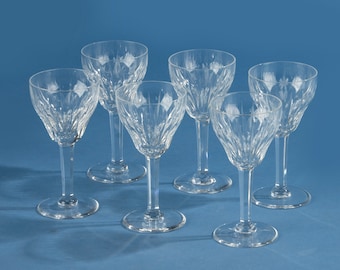 Set of 6 Crystal Glasses - Val Saint Lambert - Model Zermatt