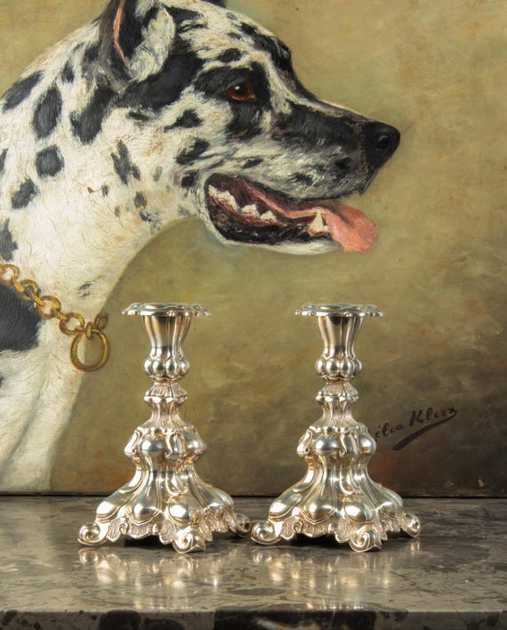Set of 2 Silver Candlesticks - Denmark - Rococo Style - Etsy