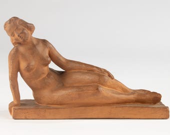 Vintage Terracotta Statue - Nude - Maurice Jansegers