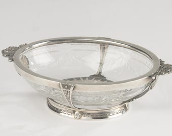 Small Antique Dish - Crystal with Silver Mount - Louis XVI Style