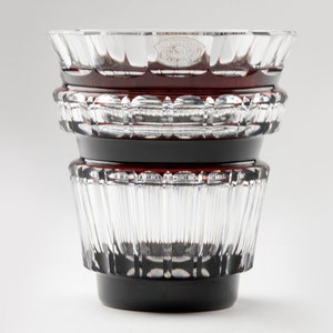 Val Saint Lambert Red Crystal Cut Vase Model Bolero