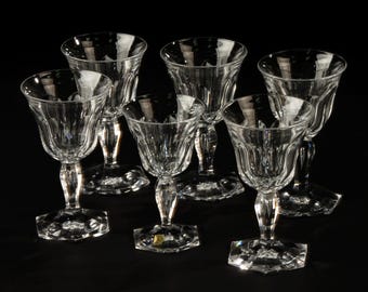 Set of 6 Wine Glasses - Val Saint Lambert
