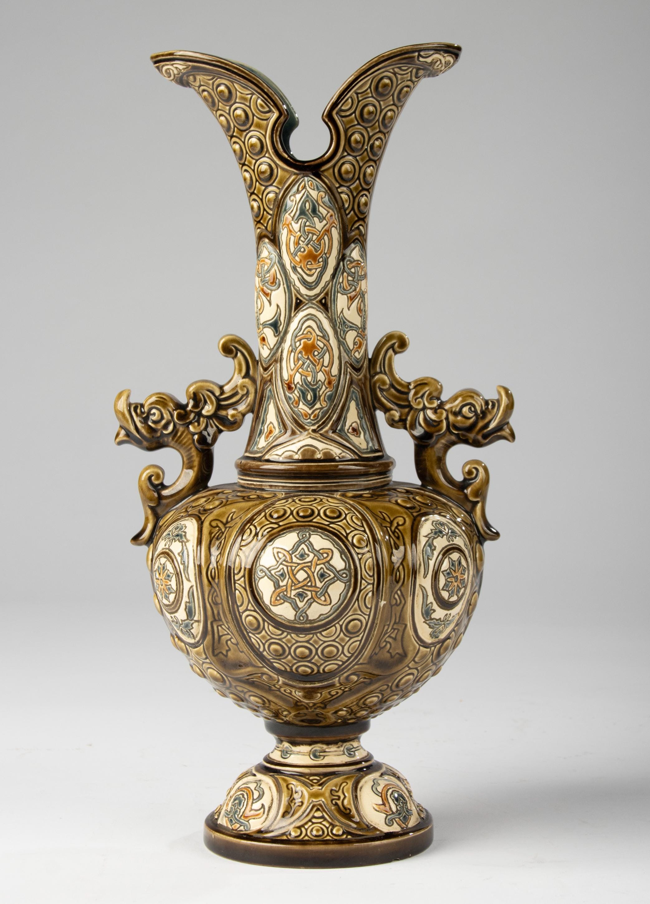 Antique Majolica Vase - Gerbing & Stephan - Etsy UK