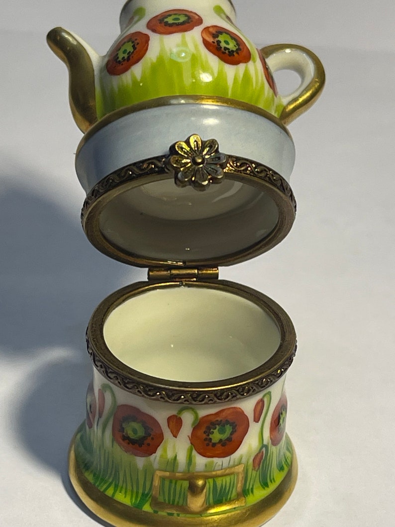 Genuine Limoges Box PV Marque Deposee Teapot With Cup Etsy