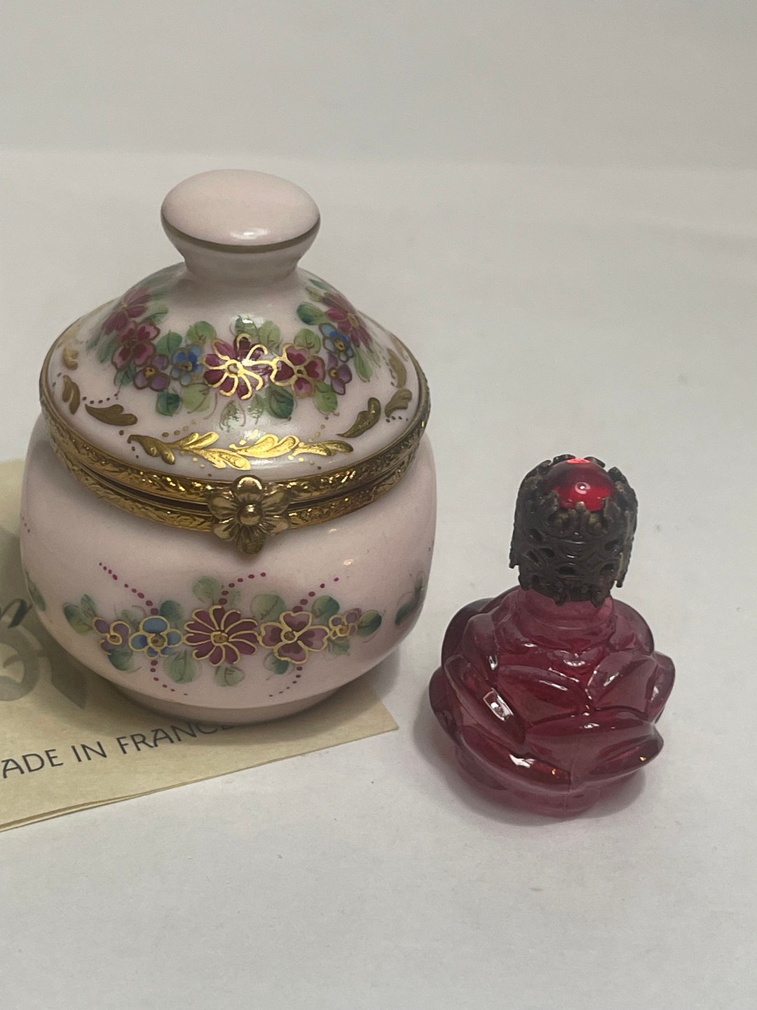 Genuine Limoges Box With Jeweled Bottle Etsy