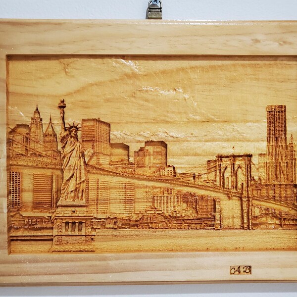 New York -  Wood carved Picture