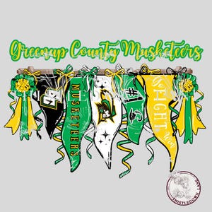 Greenup County Musketeers Pennant| Flags| Pennant PNG |Musketeers Design | DTF Transfer Design| Original Image | Musketeers| GC