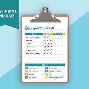 chore chart for kids | chore chart printable | chore chart for kids printable | kids chore chart | responsibility chart | weekly chores
