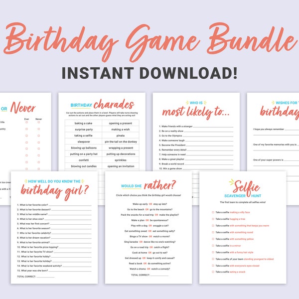 Birthday Games for Her Printable Girl Birthday Party Games Who Knows Birthday Games for Her Printable Girl Birthday Party Games Who Knows