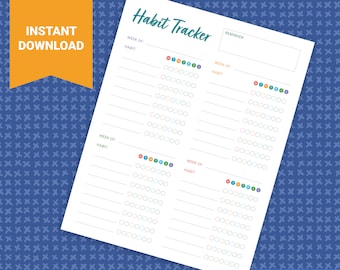 Printable Habit Tracker | Goal Tracker, Daily Planner (PDF)