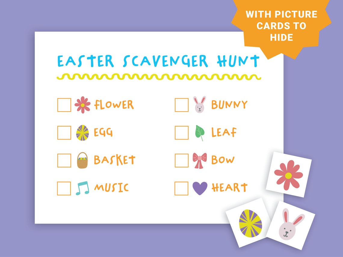 Easter Scavenger Hunt for Kids With Picture Cards| Easter Treasure Hunt ...